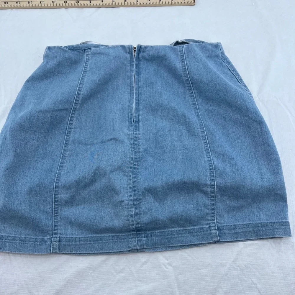 Honey Belle Womens Light Wash Denim Mini Skirt Blue A-Line Zip‎ Back 7IS4663D M